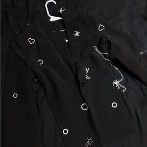 Backless Black Blazer with cute decal